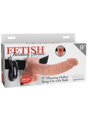 9 inch Vibrating Hollow Strap-on with Balls